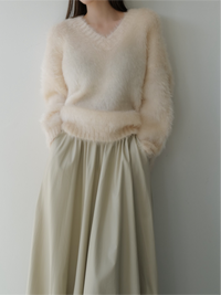 fuzzy v neck sweater