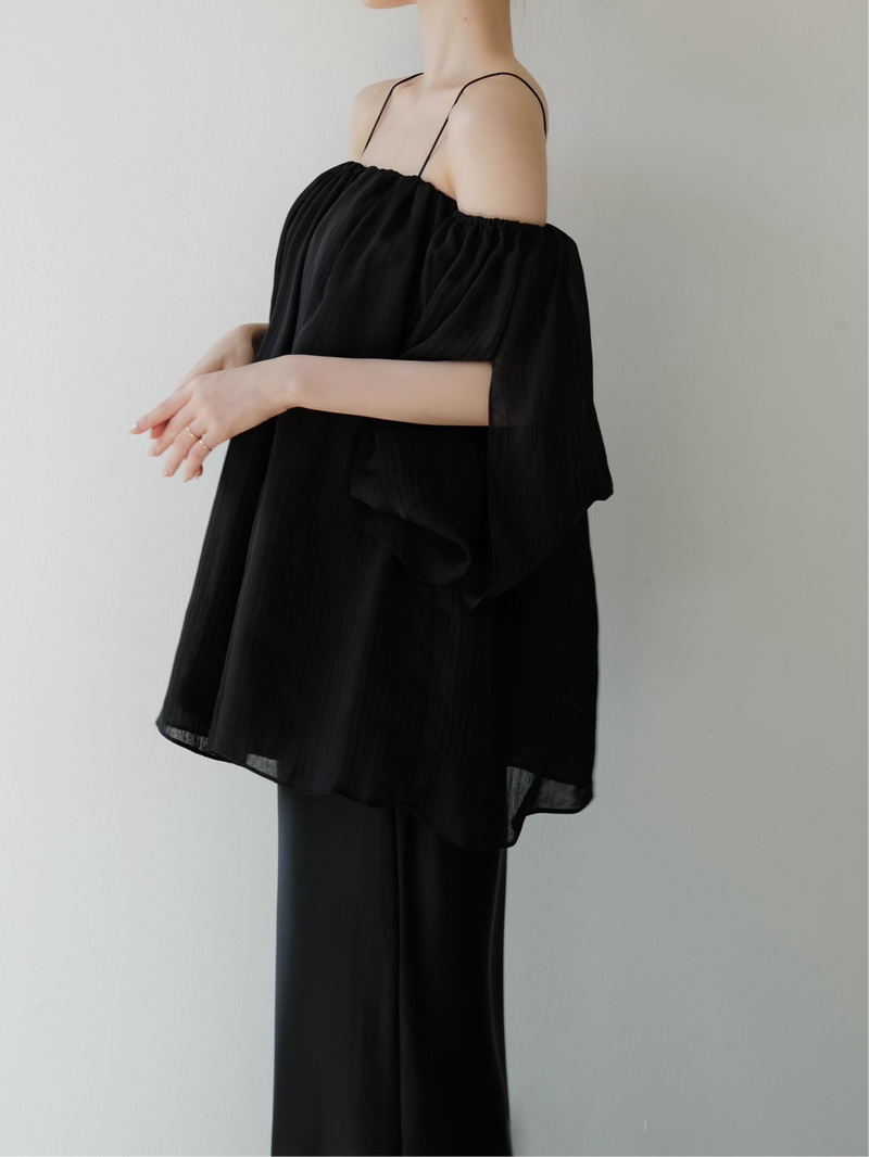 off shoulder chiffon blouse