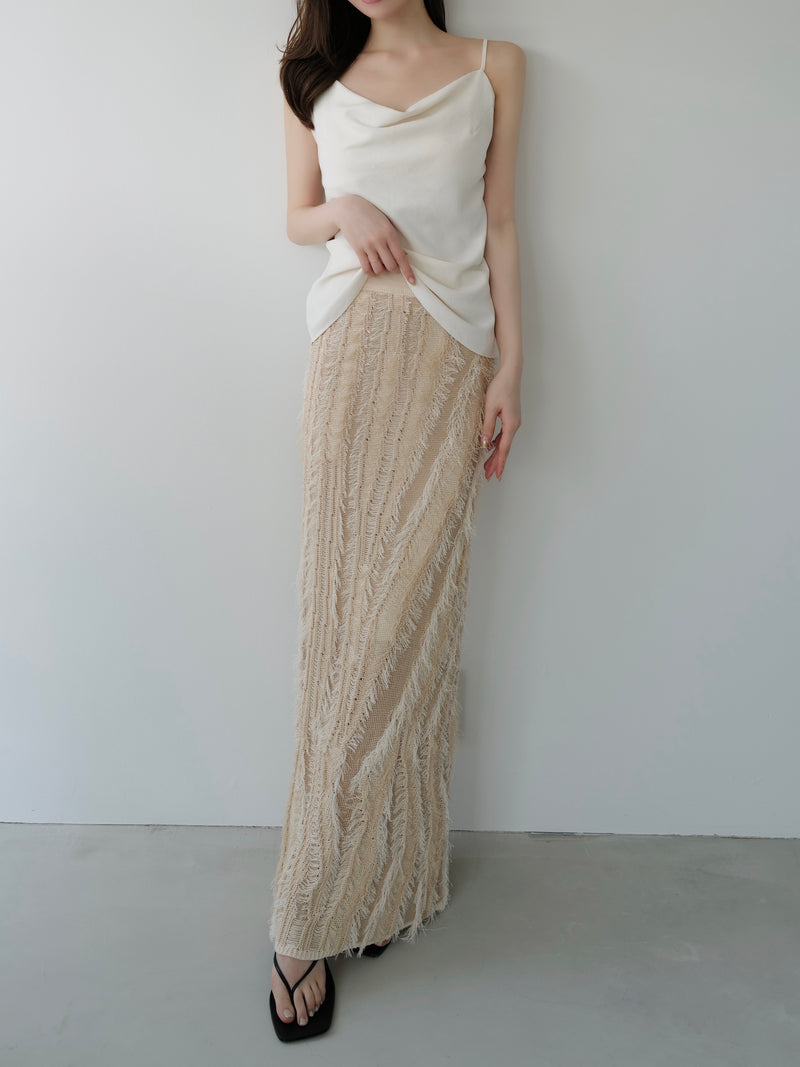 fringe knit tight skirt