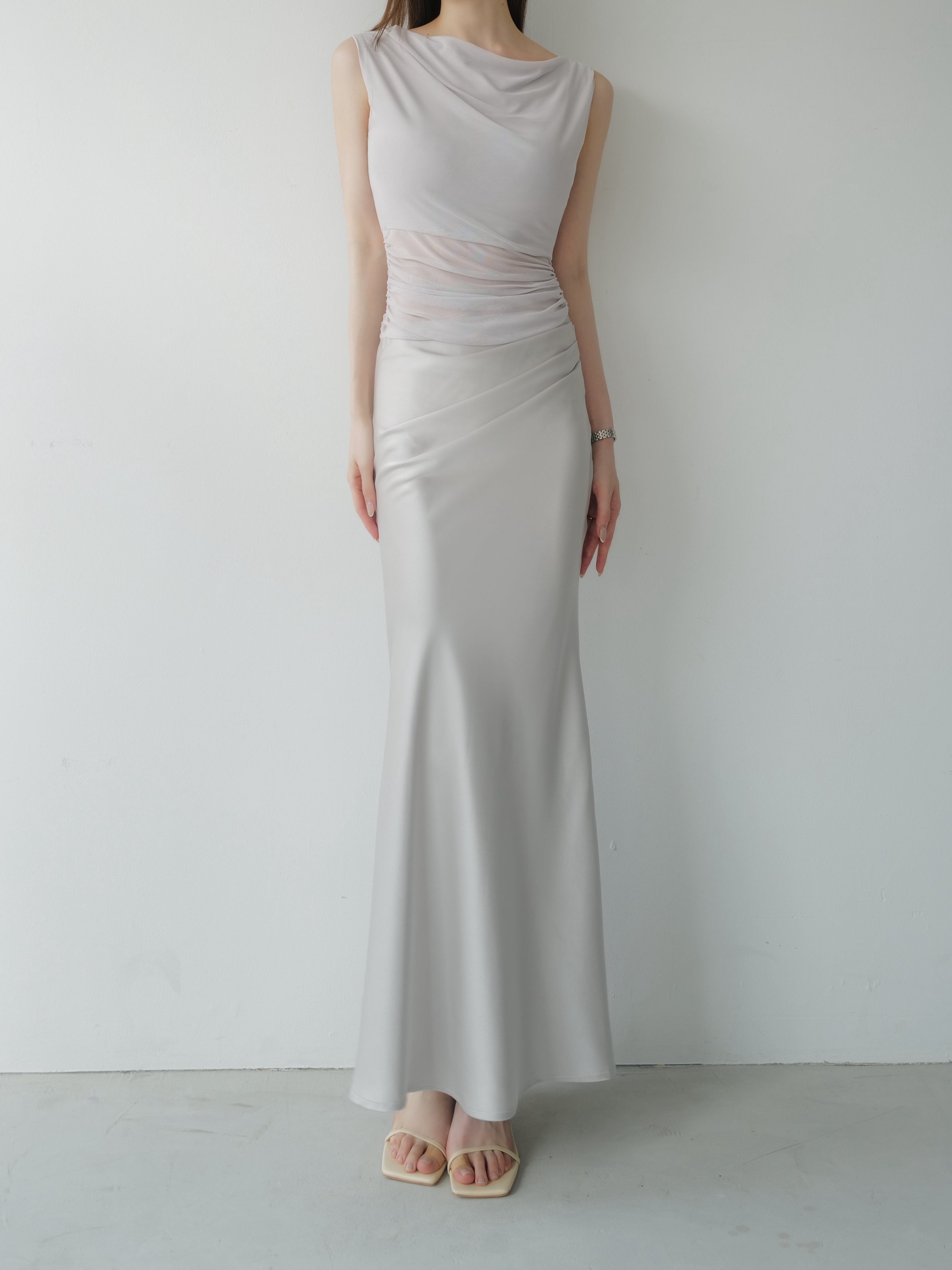 sheer nuance gathered dress