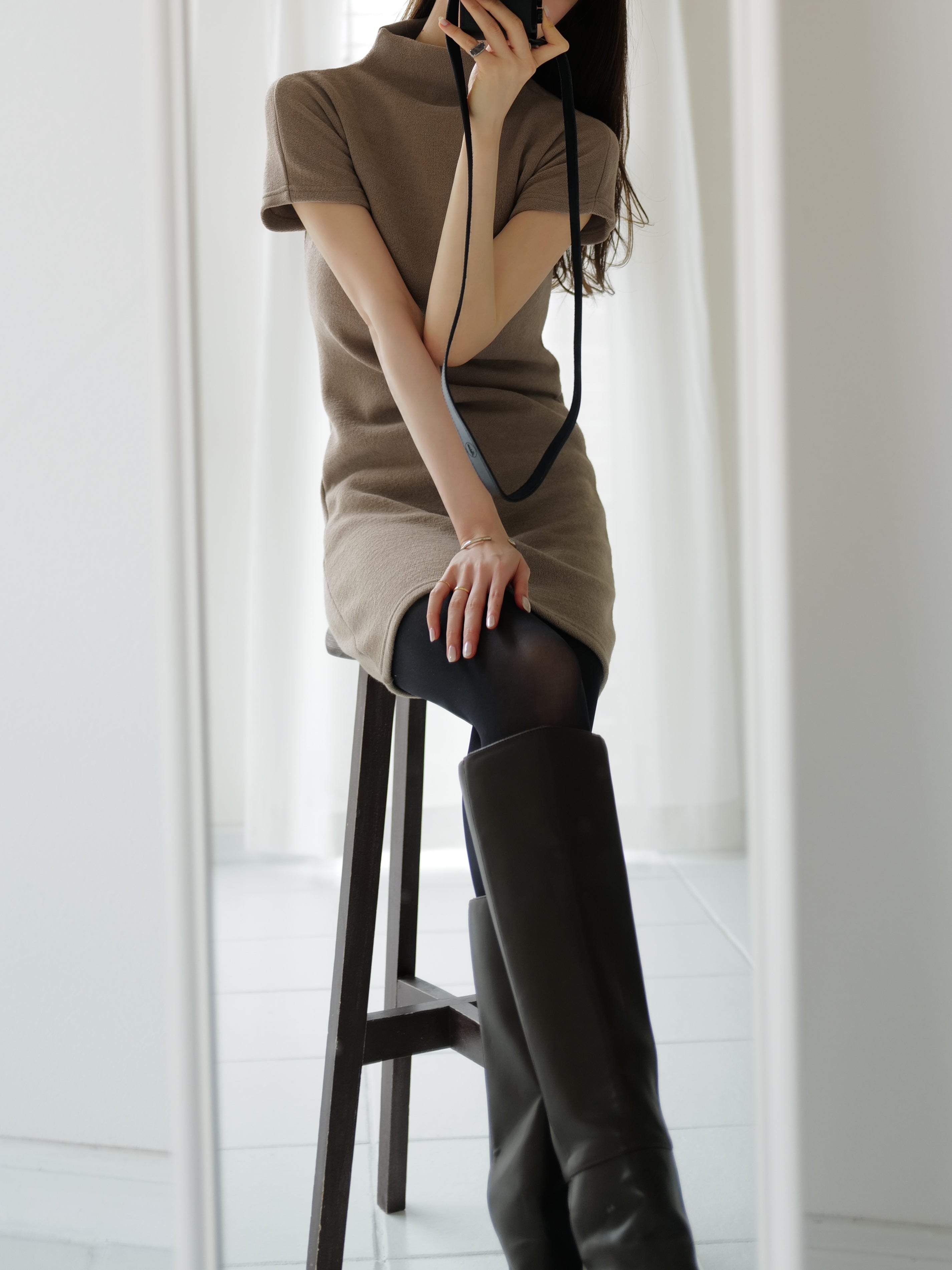 high neck mini dress – célon