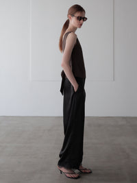 back ribbon linen blouse