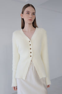 angora slim knit cardigan