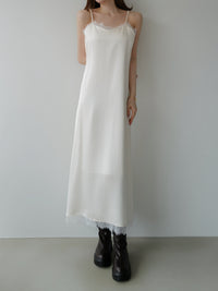 lace satin cami long dress