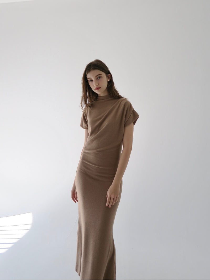 mock neck drape dress