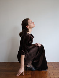 shirring drape velour dress