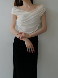 sheer draped sleeveless top