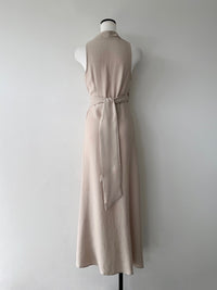 linen wrap sleeveless dress
