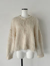 shaggy knit no collar jacket