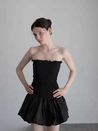 volume flare mini dress