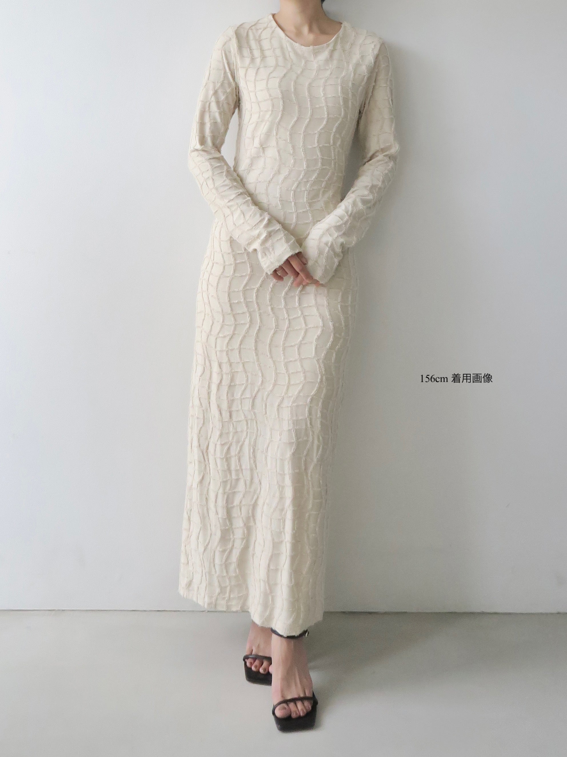 celon/wavy tile pattern dress 新品未使用 wavy tile pattern long sleeve dress – célon