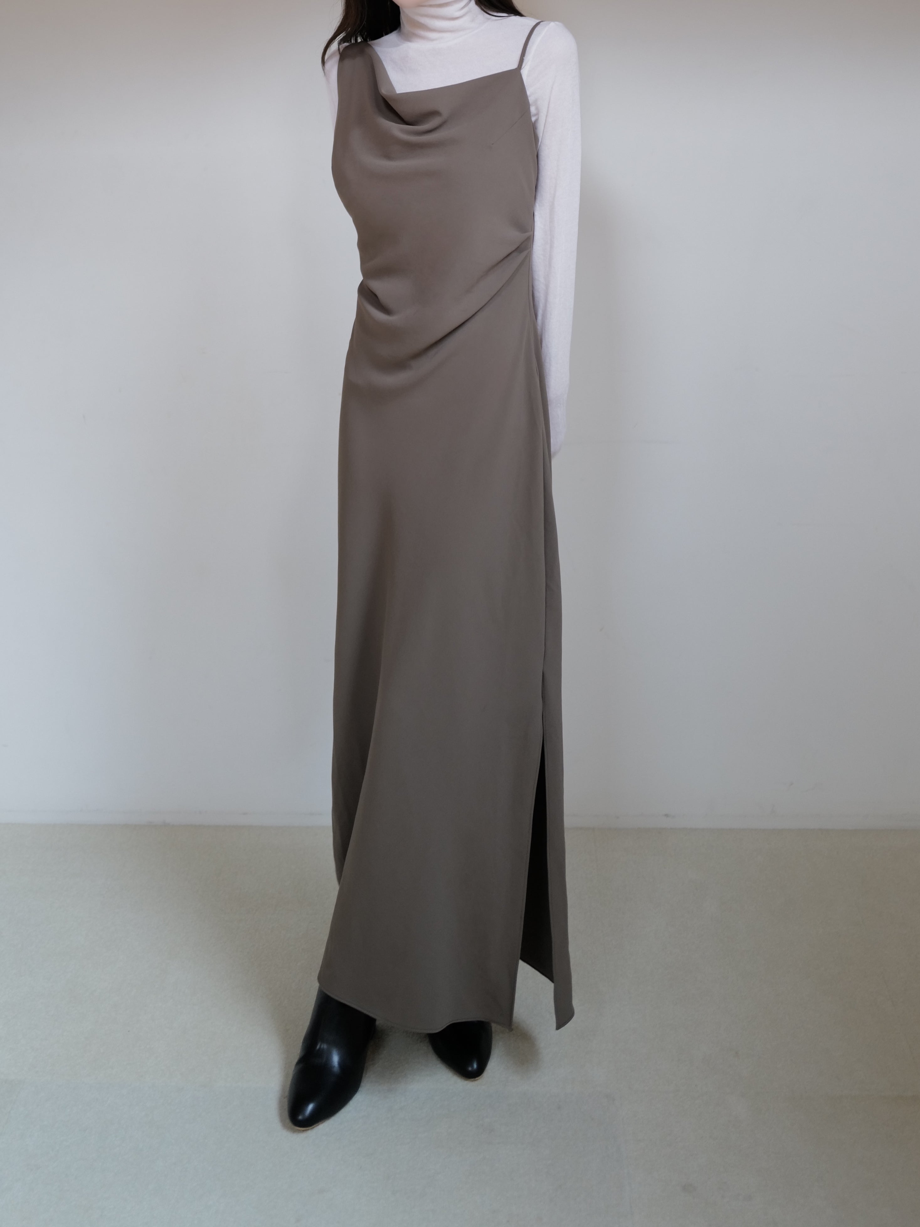 asymmetry drape cami dress – célon