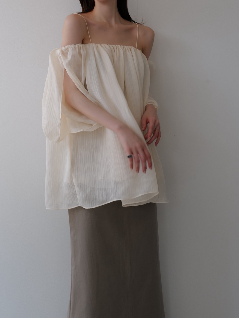 off shoulder chiffon blouse