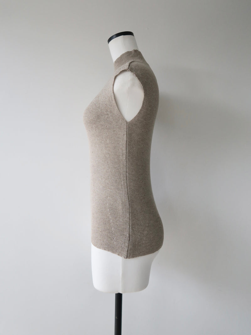shiny cap sleeve knit top