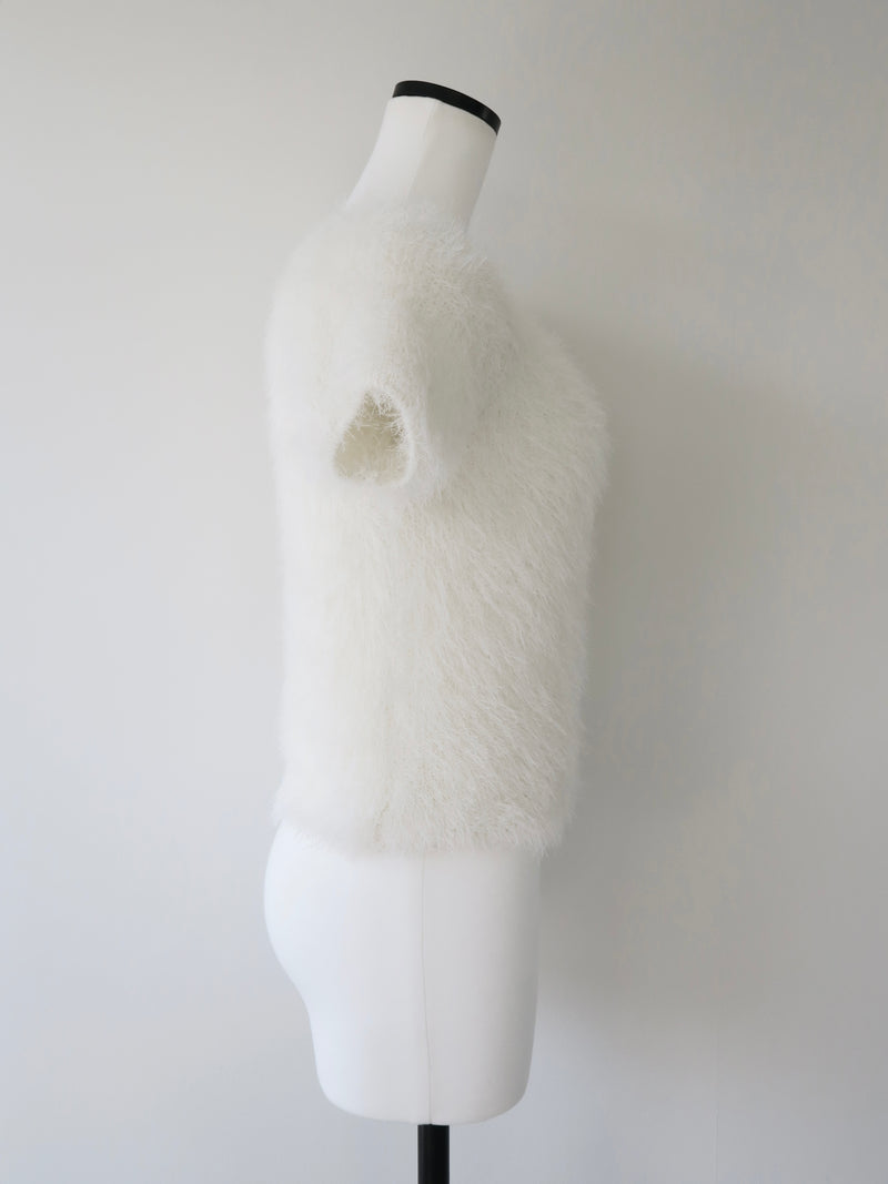fuzzy cap sleeve top
