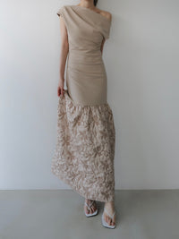 off-shoulder jacquard maxi dress
