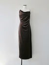 velour asymmetry drape cami dress