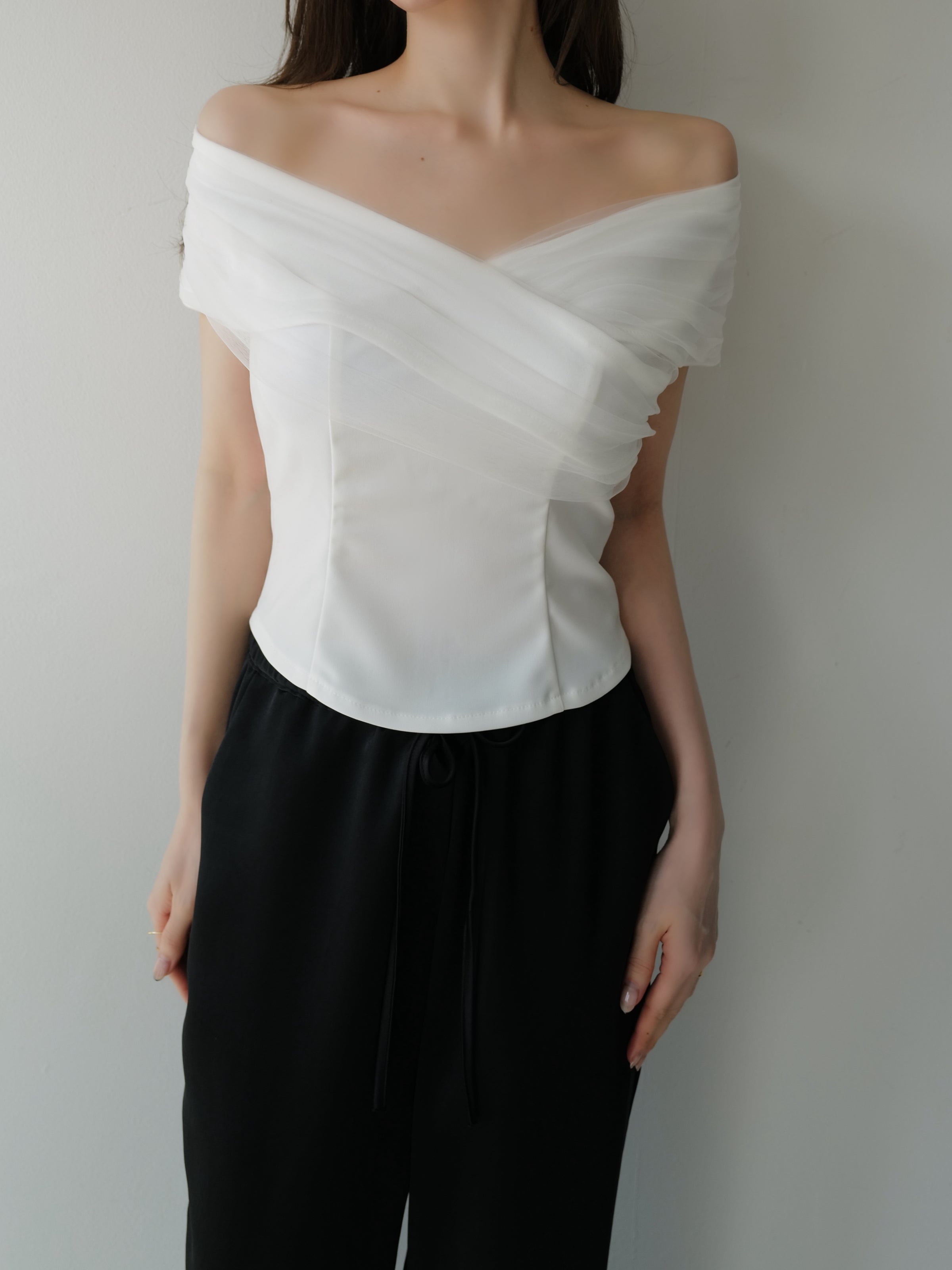 soft sheer cross shoulder blouse