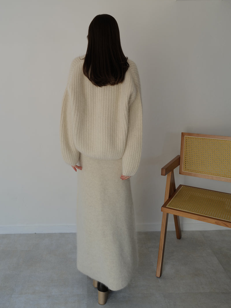 angora balloon knit cardigan