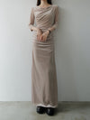 shirring drape velour dress