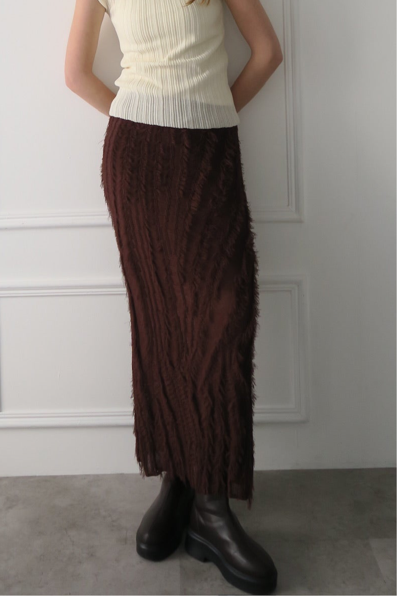 fringe knit tight skirt