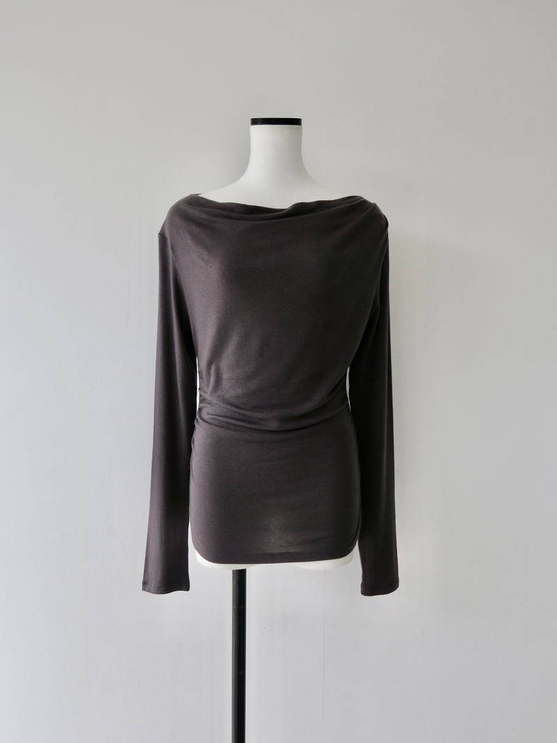 cowl silhouette stretching tops