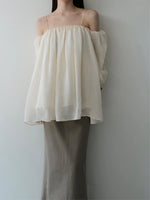 off shoulder chiffon blouse