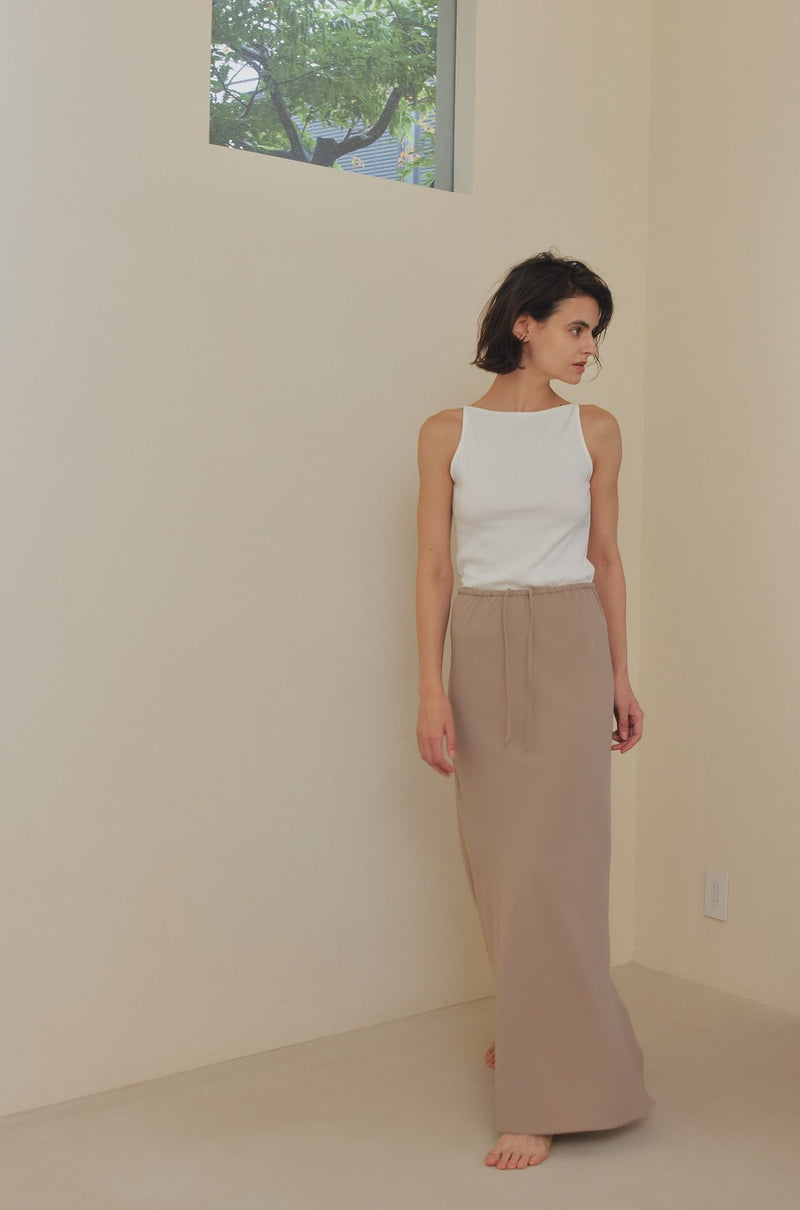 matte satin long skirt