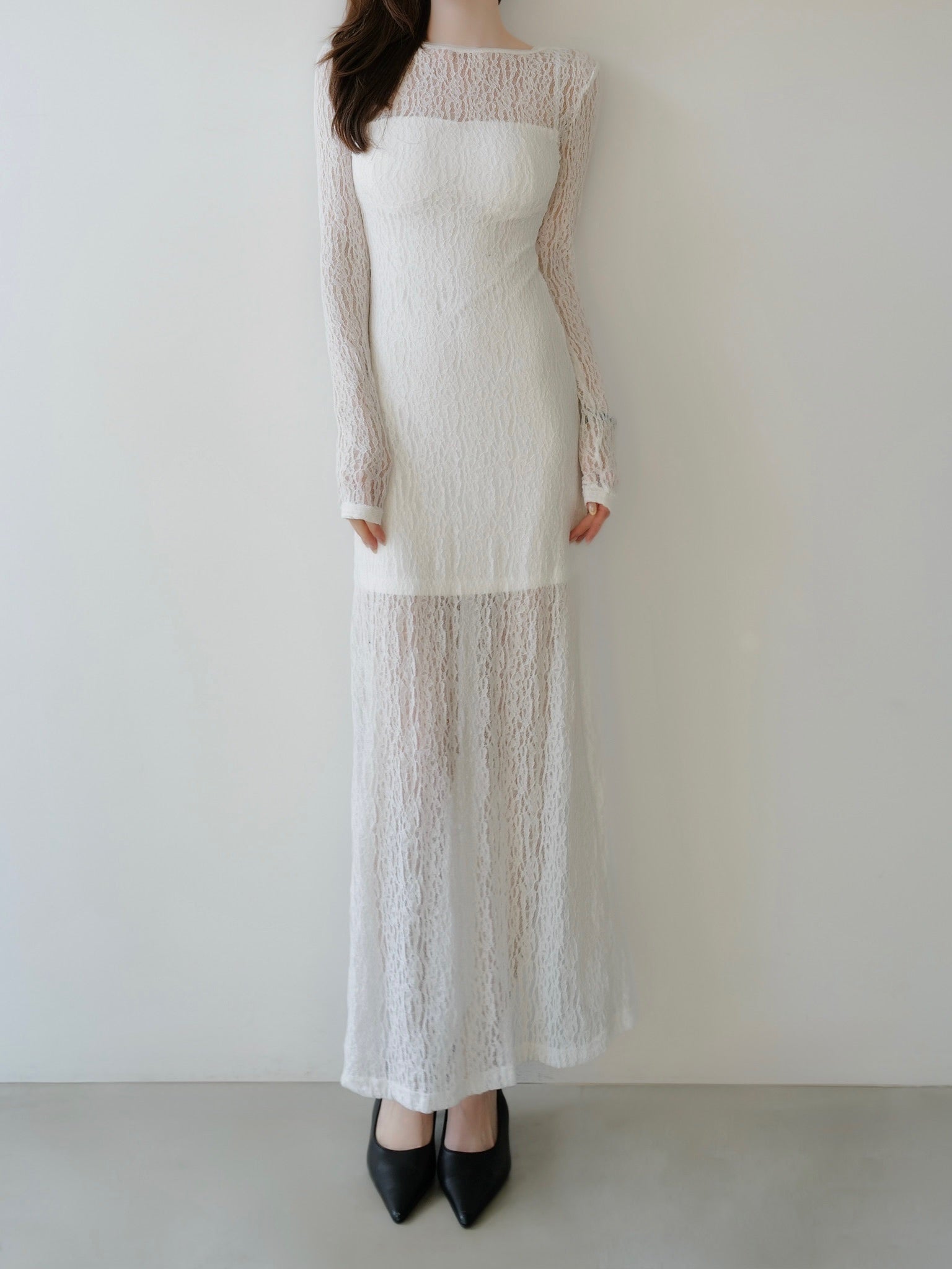 romantic lace sheer back dress
