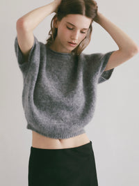 wool mohair short sleeve knit