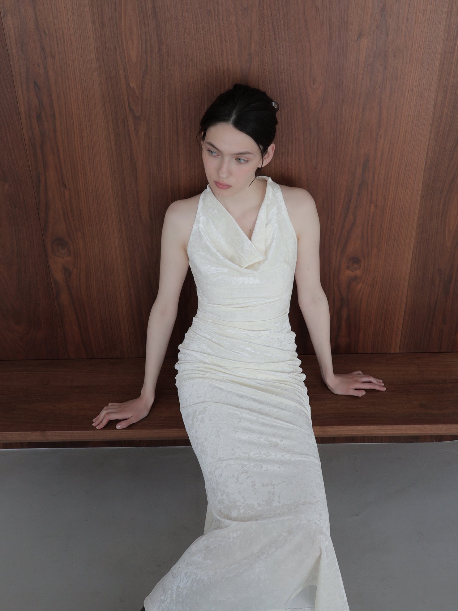 【新品】celon shirring drape velour dress drape velour long dress – célon
