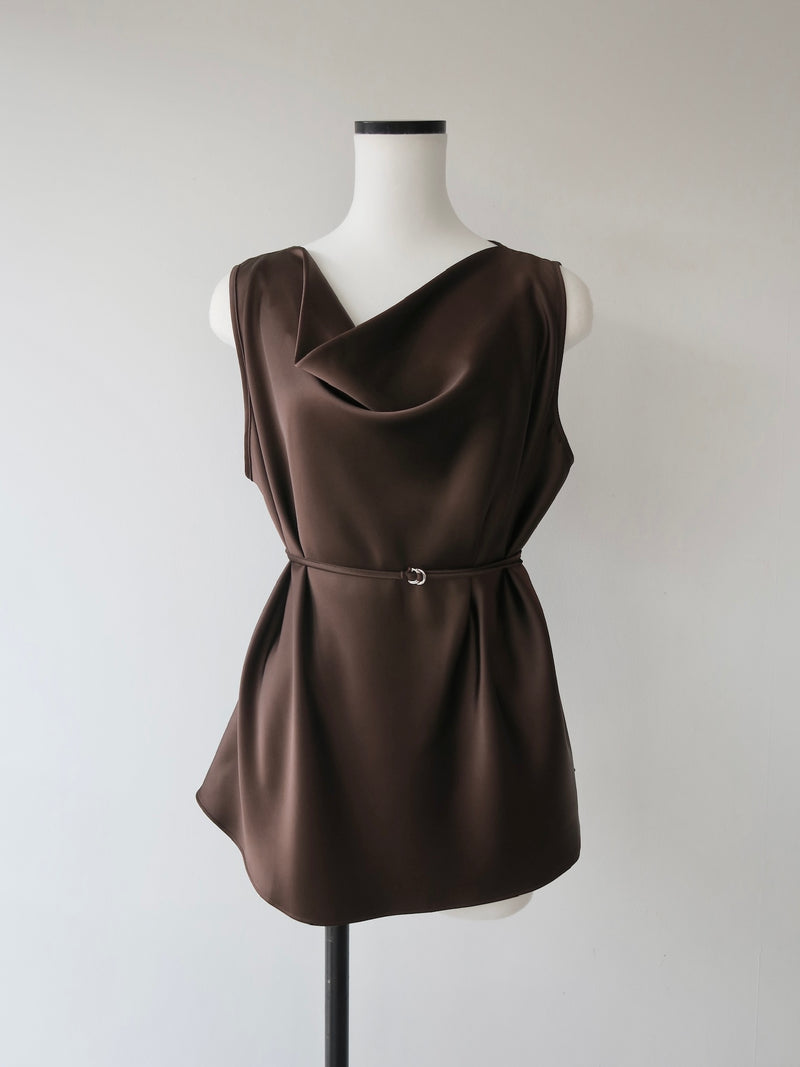 cowl neck satin tank