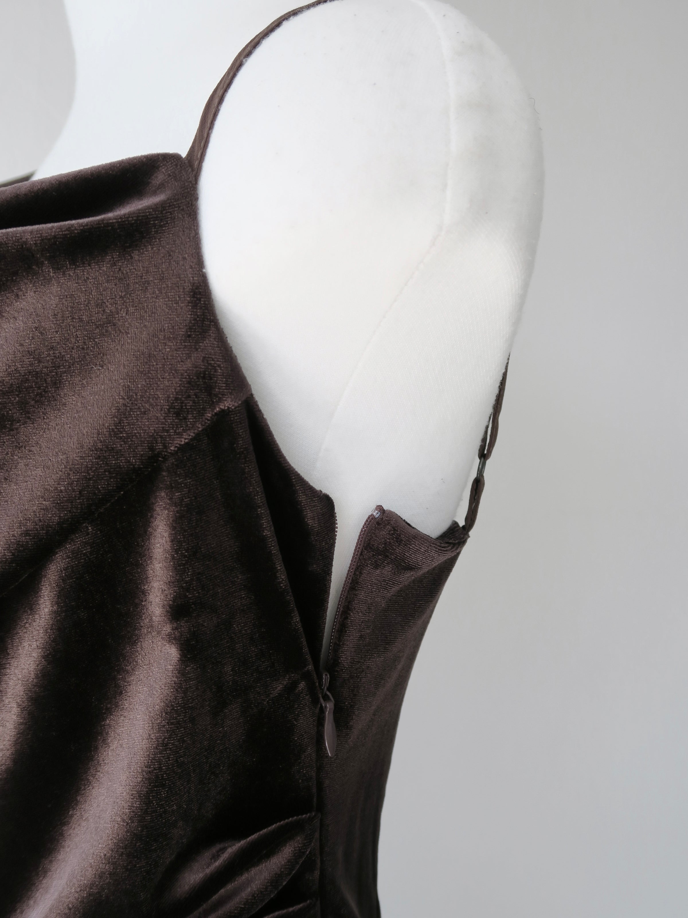 velour asymmetry drape cami dress