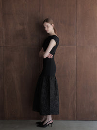 off-shoulder jacquard maxi dress