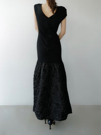 off-shoulder jacquard maxi dress