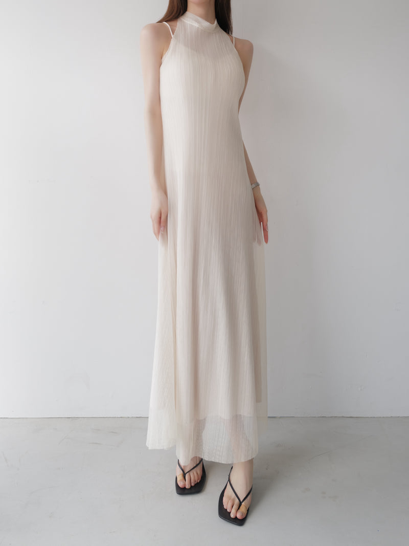 tulle pleats halter dress