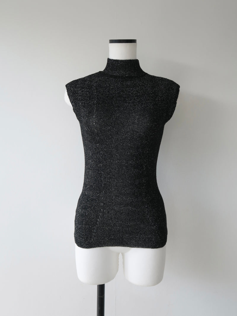 shiny cap sleeve knit top