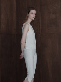 back ribbon linen blouse