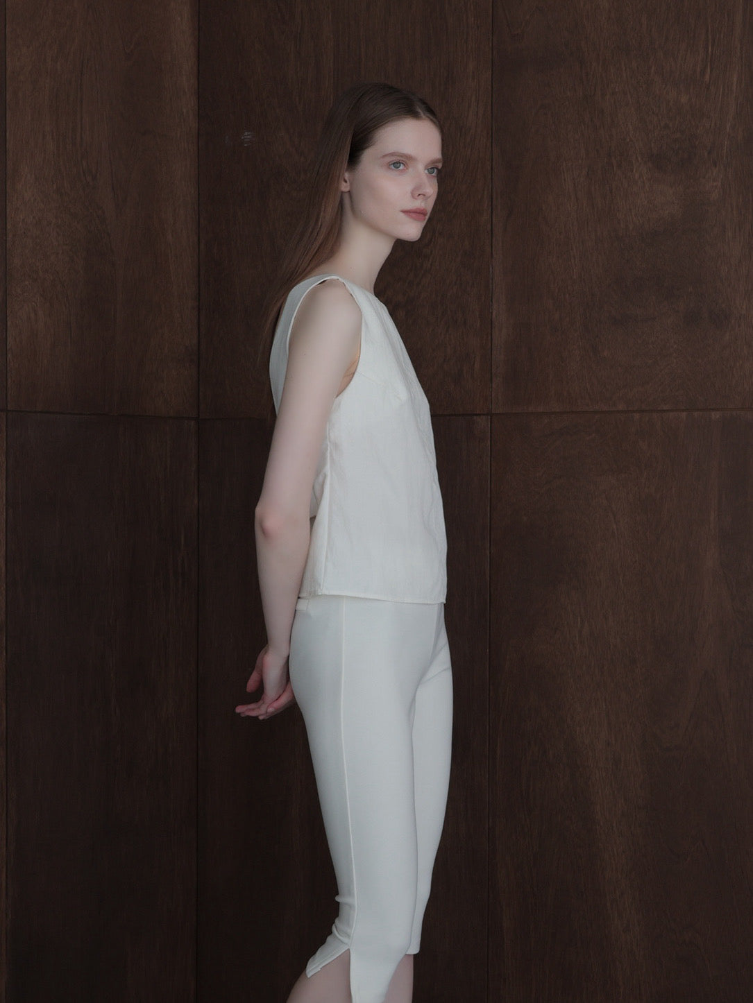 back ribbon linen blouse