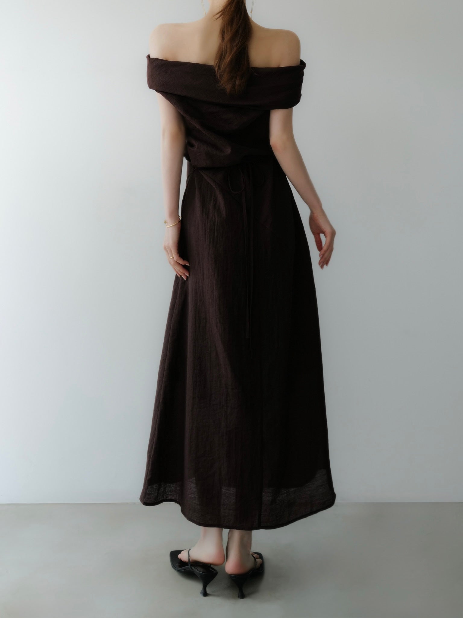 tencel drape off-shoulder dress