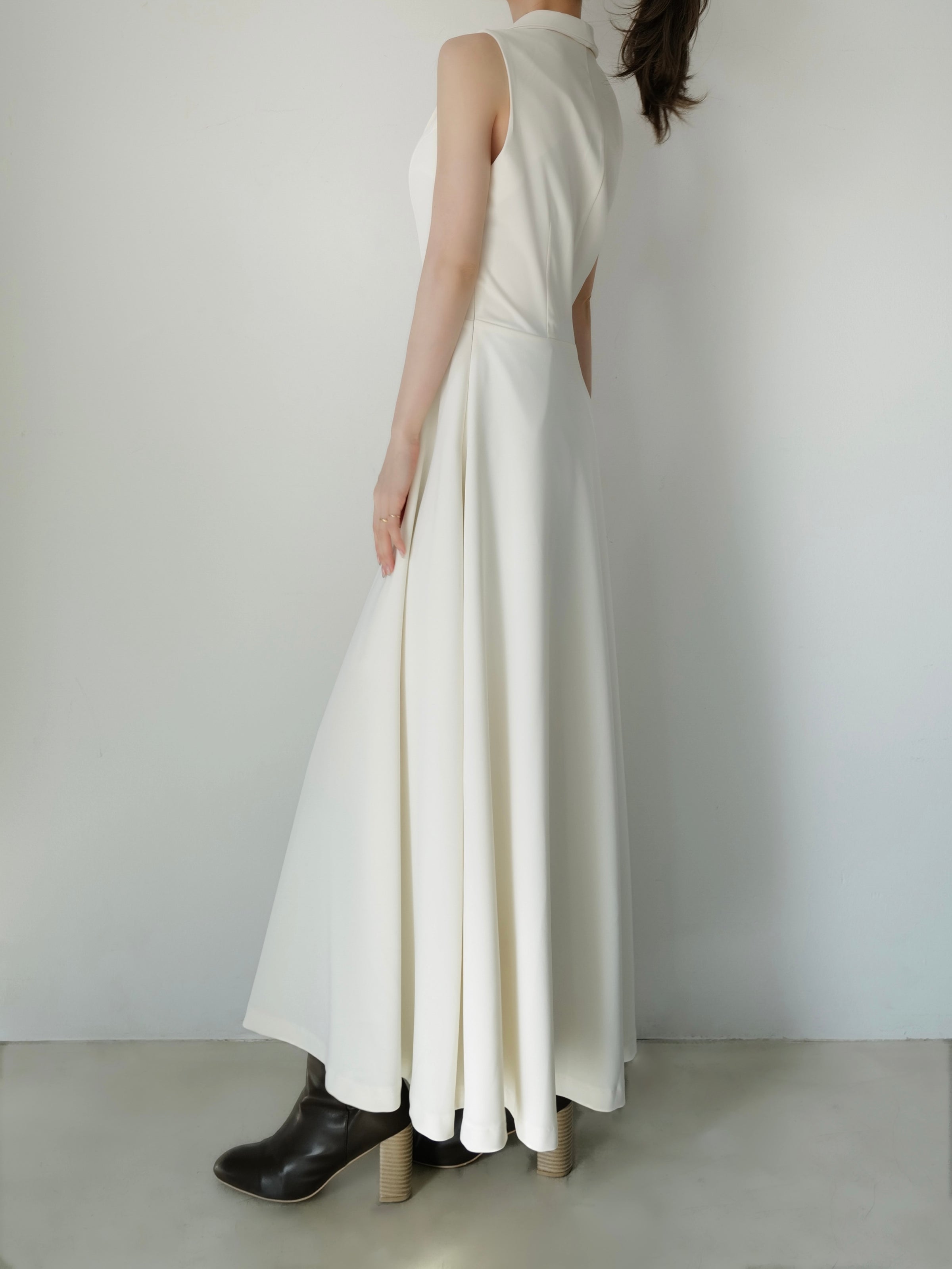 shawl collar sleeveless dress