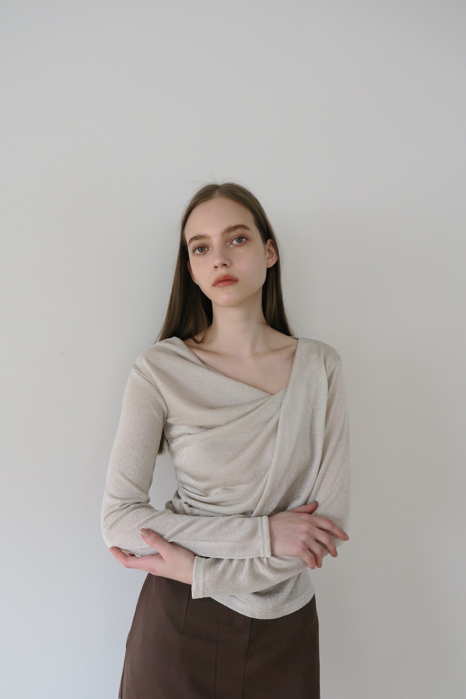 新品【maison celon】glitter drape tee beige glitter drape tee – célon