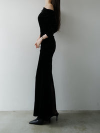 shirring drape velour dress
