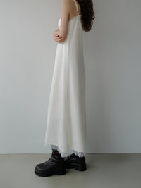 lace satin cami long dress