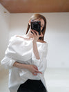 off shoulder gather blouse