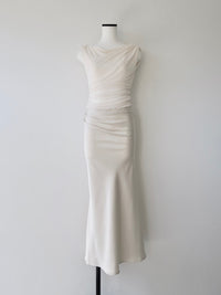 sheer nuance gathered dress