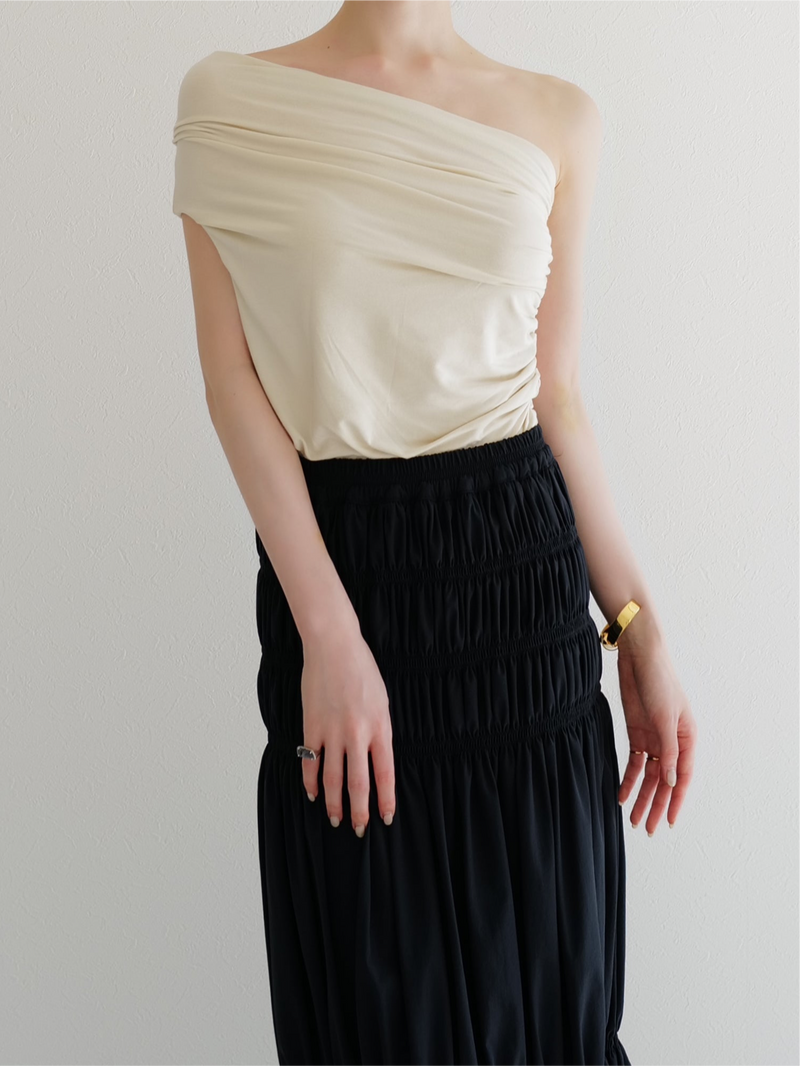 one shoulder ruched tank
