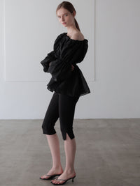 shirring off-shoulder blouse