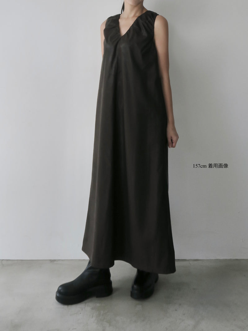 vegan leather v neck dress