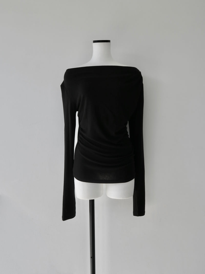 cowl silhouette stretching tops